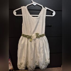 Youngland White and Green Floral Dress